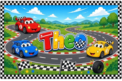 Personalised placemat cars - personalised,
