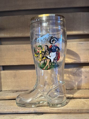 Aged glass boot ornament with - boot,