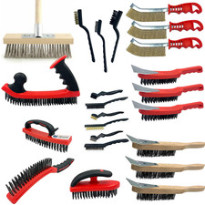 Heavy Duty Wire Brush Set with Wooden Handle Steel Brushes for Rust & Metal