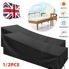1/2x Outdoor Patio Sun Lounger Cover Waterproof Garden Sunbed Cover Shield Black