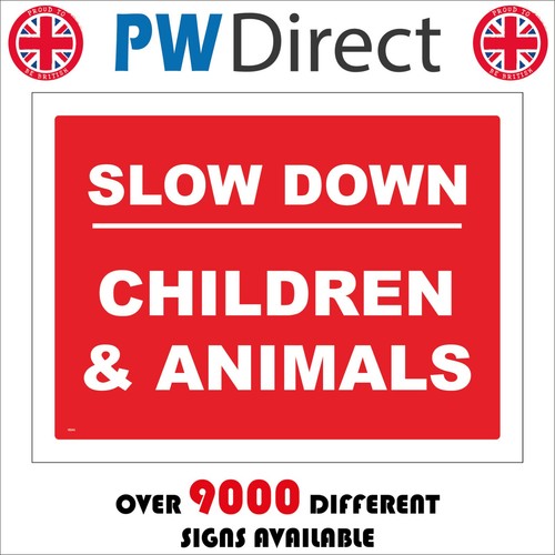 Sign slow down children - slow, &