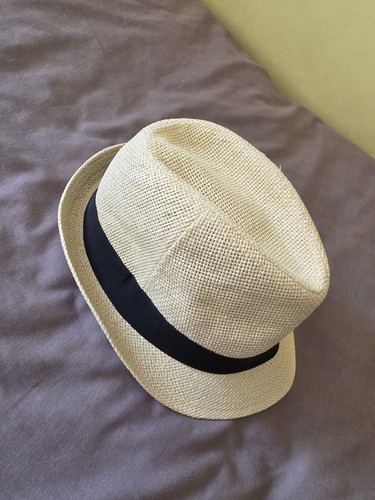 Straw fedora trilby hat - straw, /