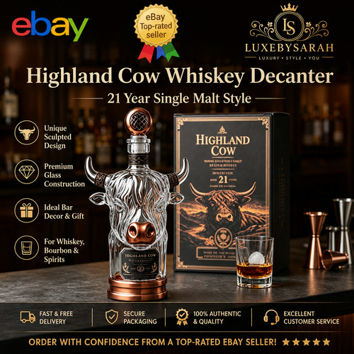 Highland cow whiskey - highland, decanter