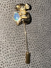 VTG Qantas koala bear gold-tone stick pin with Australian opal triplet stone 6cm