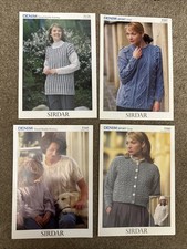 Bundle of 4 Sirdar Denim Knitting Patterns – Aran & DK Jumpers, Cardigans, Kids