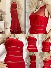 Vtg Y2K Sexy Bandage NUDE Illusion CUT OUT Devil Witch Fishtail Goth Prom Dress