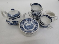 Royal Tudor Ware Staffordshire Vintage Blue and White Ceramic Tea Set Bundle
