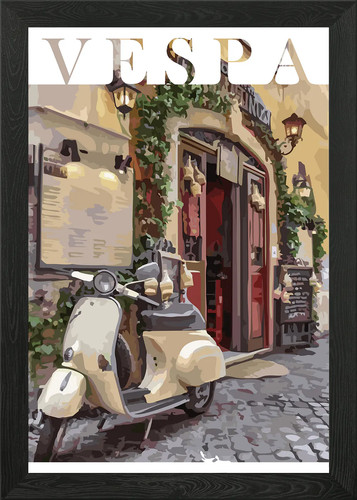 Vespa italian alley - in, framed