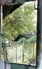 True Vintage Bevelled Edge Chain Hung Rectangular Mirror Wood Back 12" x 8"