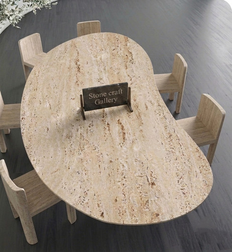 Handcrafted travertine bean - travertine,