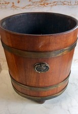 Antique Naval Oak brass Bound Bucket Connection With Battleship Britannia C1800s