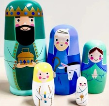 Traditional Nativity Christmas Matryoshka 5 Russian  Dolls SEE DESCRIPTION🌸 NEW