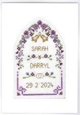 Plum Wedding Cross stitch card