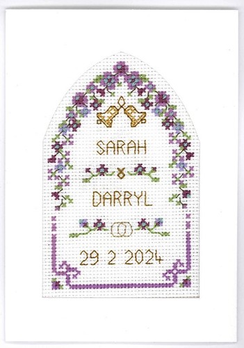 Plum wedding cross stitch - cross, card