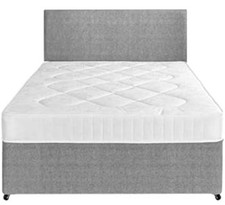 SINGLE 3FT GREY FABRIC BED,QUILTED BED GREY BED, SINGLE BED, DIVAN BED BASE