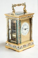 ELEGANT CHAMPLEVE 19TH C. STRIKING & REPEATING CARRIAGE CLOCK