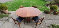Mid Century Teak Drop-Leaf Table With 4 Chairs