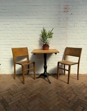 Vintage Industrial Bistro Set – Cast Iron TableTop + 2 Mid-Century School Chairs