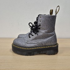 Dr Martens Jadon Silver Grey Sparkly Glitter Quad Platform Chunky Boots Uk 5