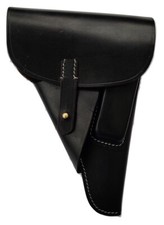 German WWII P38 Softshell Black Leather Holster (Repro) "MARKED"