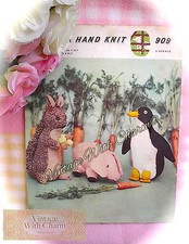 Vintage Toy Knitting Pattern For 3 Toys; Pig, Penguin & Squirrel JUST £1.99