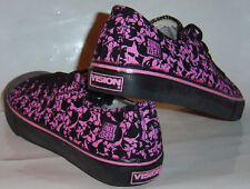 VISION STREET WEAR Punk Skull Skateboard Shoes Pink Black 4 UK / 5 USA, Euro 37 