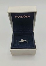 PANDORA Sterling Silver Two Sparkling Hearts Ring Size 54 191023CZ BOXED.