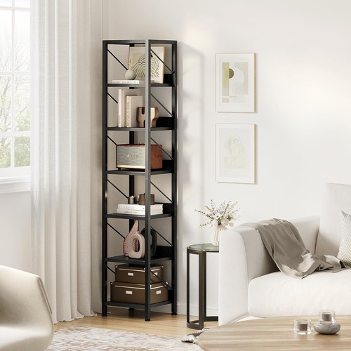 Tier tall narrow bookcase - 6-tier,