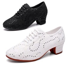 Women Ballroom Latin Dance Shoes Ladie Salsa Modern Practice Shoes Square Heeled
