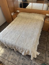VINTAGE HAND-Made Spanish crochet cottage BEDSPREAD QUILT big single 