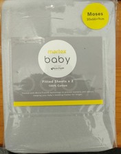 Martex Baby Moses Basket Cotton Fitted Sheets X2