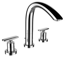 EX DISPLAY - Laufen Curve Prime 3 hole basin mixer with Swivel spout 150mm, pop