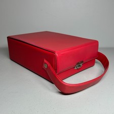 Vintage Audio Cassette Tape Storage Case with Handle Red Holds 16 Tapes