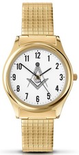 Sekonda Men's Masonic Watch White Dial Gold Expanding Strap 90098
