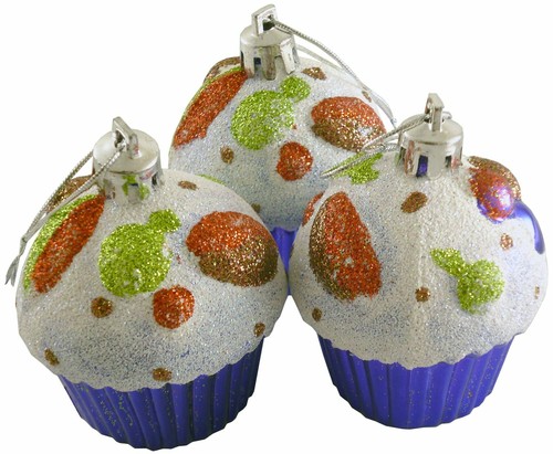 Cupcake ornaments set 3 - cupcake, ornaments,set