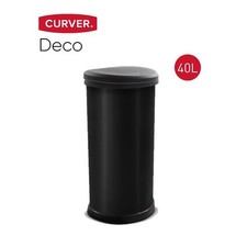 Curver Deco 40L Touch Top Kitchen Bin Black Rectangular Shape Flat Back Design