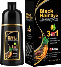 Black Hair Dye Shampoo for Men&Women, Colour Shampoo for Gray Hair,Semi-Permanen