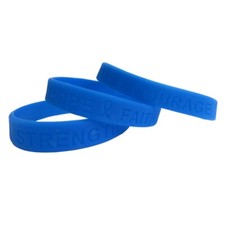 Pack of 3 Hope Faith Courage Strength Awareness Wristband Bracelet Rubber Band