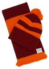 Claret and Tangerine Orange Hat and Scarf Set - Made in the UK