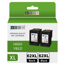 Refilled HP 62XL Black Ink x2
