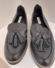 M&S Black Leather Wedge Insolia  Loafers with Tassles Womens UK 6.5 G10