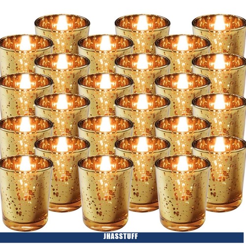 Gold mercury glass votive - gold,