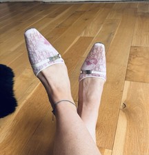 VINTAGE 90’s CHRISTIAN DIOR John Galliano Pink Monogram Heels Mules UK 4 37