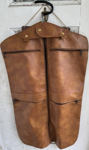 Vintage leather garment bag - leather,
