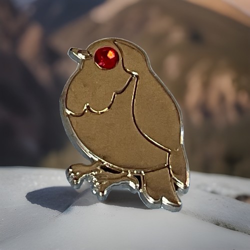 Rare silver tone metal - tone, robin