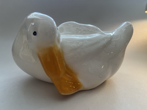 Vintage white ceramic duck - vintage,