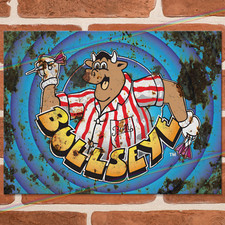 BULLSEYE (RUSTIC) TV Metal Signs Mancave Pub Shed Bar Bully Vintage Tin Sign UK