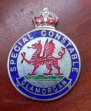 WWII Era Special Constable Glamorgan Enamel Badge Welsh Dragon Miller