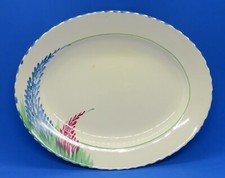 Burleigh ware blue & pink flower vintage Art Deco antique meat plate platter