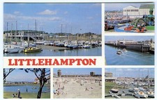 1970s Postcard Boats in Harbour Amusement Rides Fun Park Littlehampton Unposted